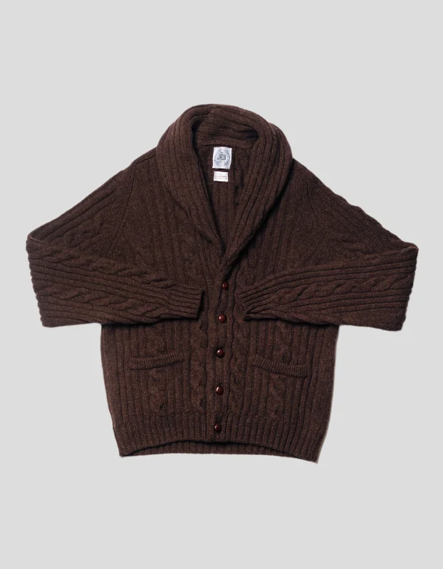 Price Reduction BROWN LAMBSWOOL CABLE CARDIGAN