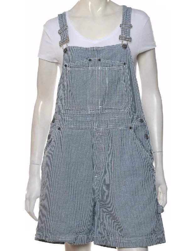 Price Break Bill Blass 1990s Blue & White Gingham Dungarees - W36 L5