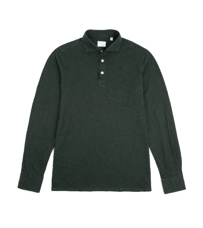 Lowest Price Finamore Cotton Cashmere Orlando Polo Shirt: Dark Green