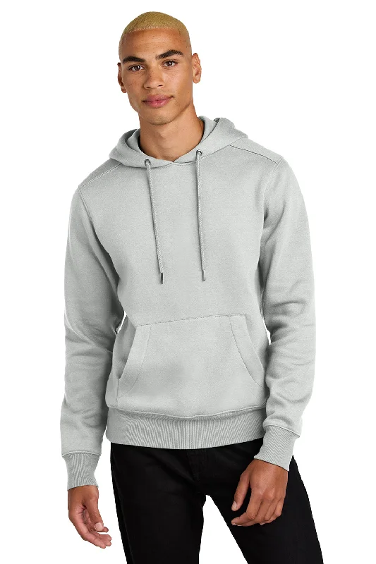 District Mens Perfect Weight Fleece Hooded Sweatshirt Hoodie w/ Pouch Pocket - Ash Grey