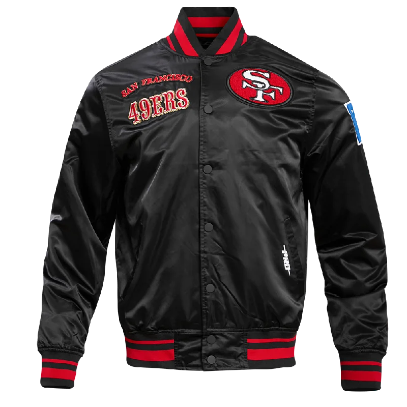 Amazing Value NFL SAN FRANCISCO 49ERS RETRO CLASSIC MEN'S RIB SATIN JACKET (BLACK/RED/BLACK) Amazing Value NFL SAN FRANCISCO 49ERS RETRO CLASSIC MEN'S RIB SATIN JACKET (BLACK/RED/BLACK)