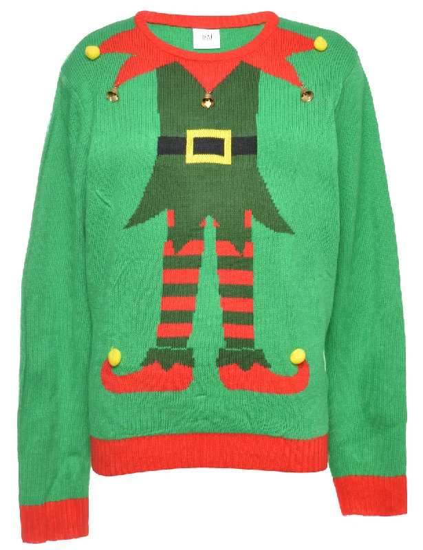 Weekend Discounts to Grab Beyond Retro Reworked Christmas Jumper With Bells - XL