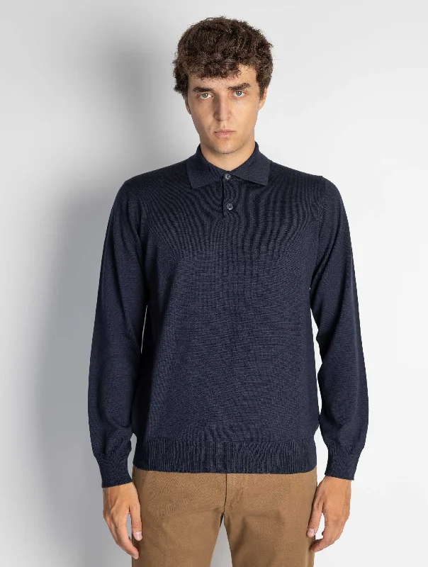 Huge Savings Polo Manica Lunga Blu