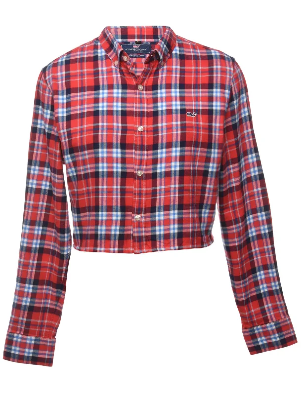 Midnight Sale Beyond Retro Reworked Cropped Long Sleeve Flannel Shirt - L