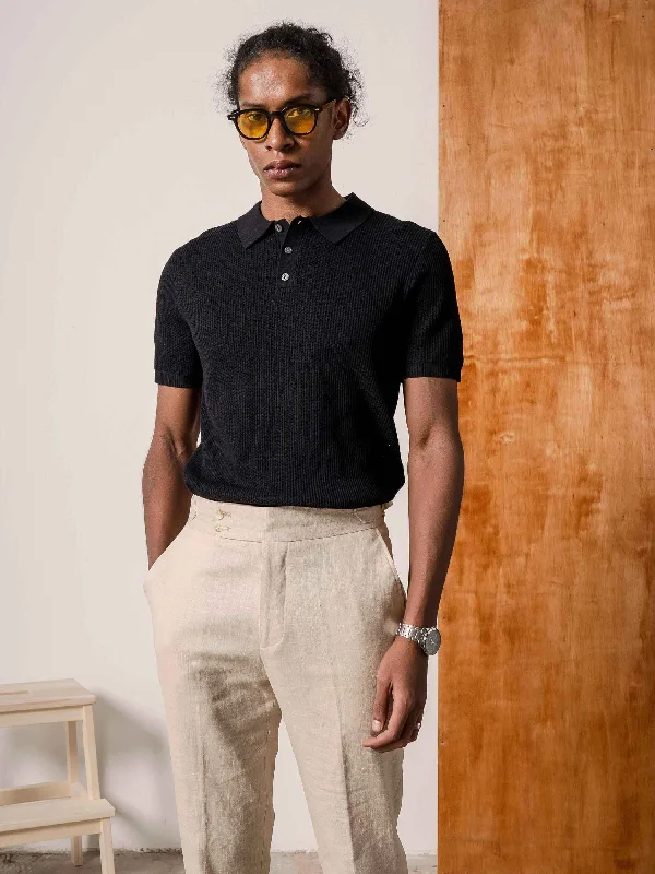 Weekend Discounts to Celebrate Antony Knit Polo Tee - Black