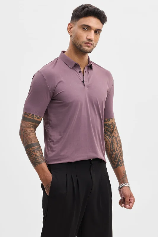 Weekend Bargains to Indulge In Mauve Self-Design Stitchless Polo T-Shirt