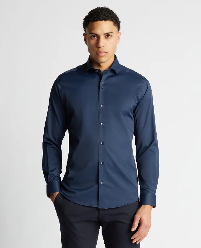 Tapered Fit Cotton-Blend Stretch Shirt