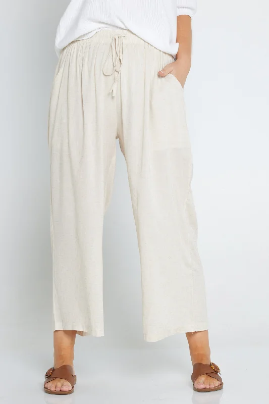 Price Slash Thalia Linen Pants - Flax