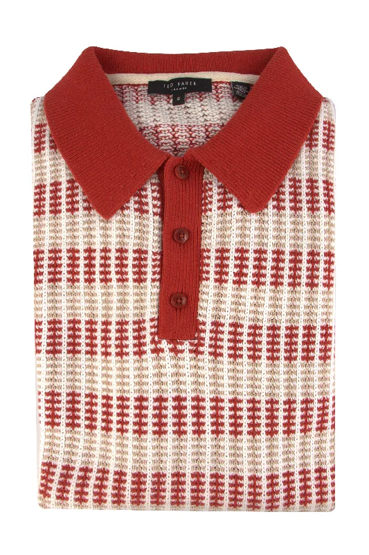 Weekend Flash Sale Ted Baker Maynard Open Stripe SS  Burnt Red