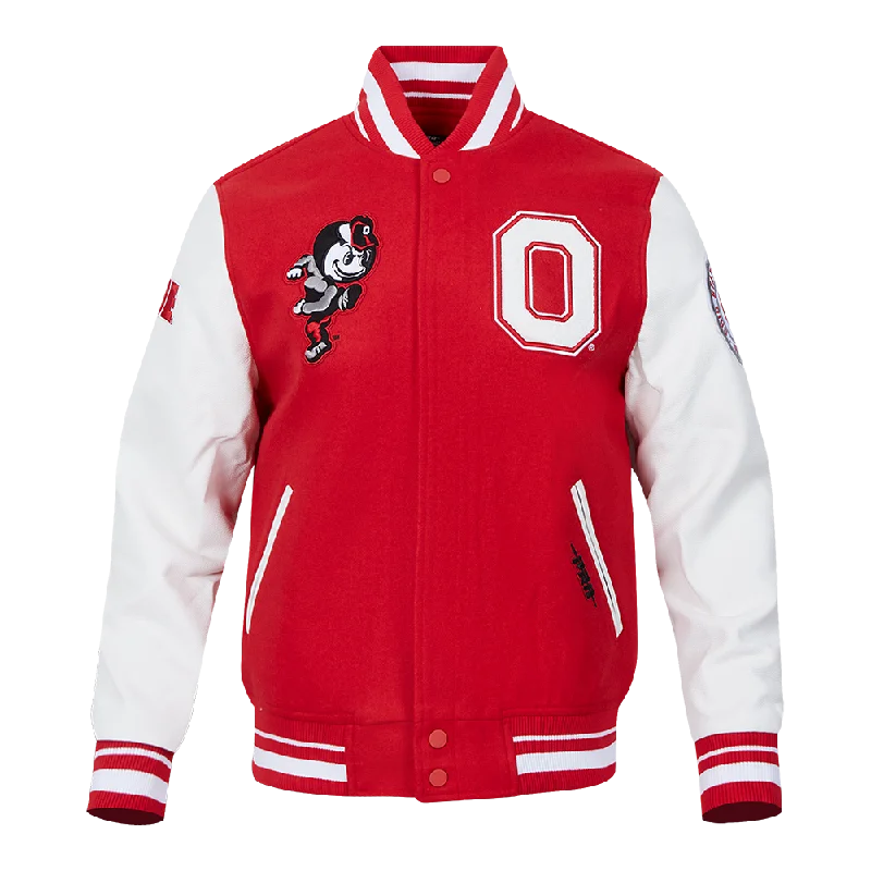 Discount Days OHIO STATE UNIVERSITY CLASSIC MEN'S RIB WOOL VARSITY JACKET (RED/WHITE) Discount Days OHIO STATE UNIVERSITY CLASSIC MEN'S RIB WOOL VARSITY JACKET (RED/WHITE)