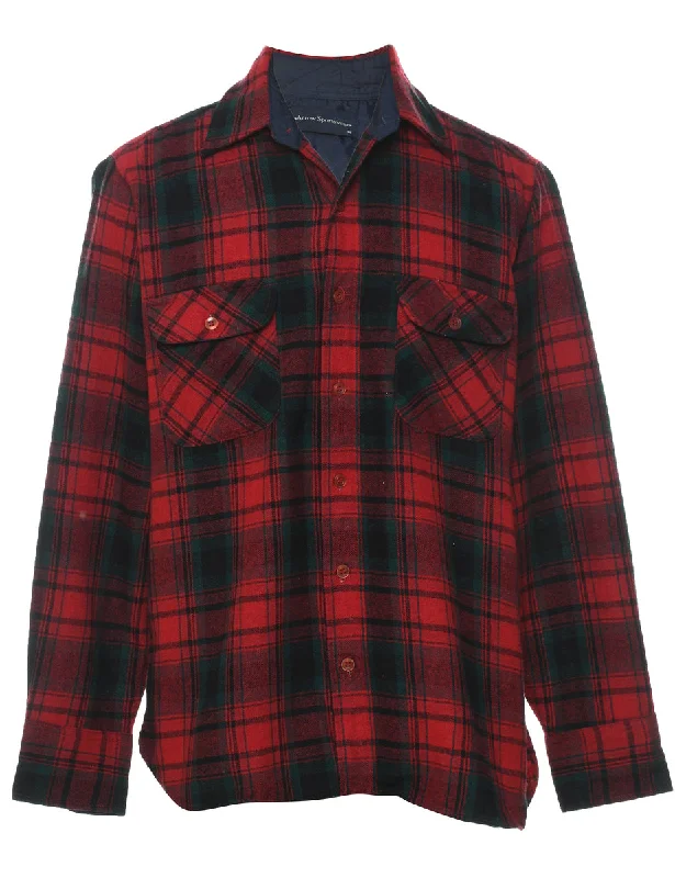 Great Deal Arrow Plaid Black & Red Plaid Shirt - M