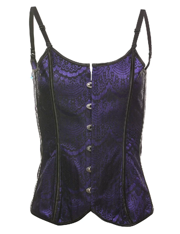 Exclusive Offers Black & Purple Strappy Lace Corset - S