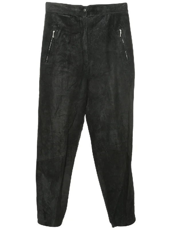 Black Suede Trousers - W30 L31