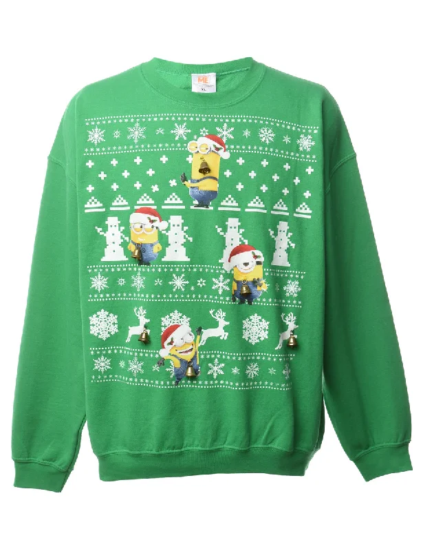 Crazy Deals Beyond Retro Reworked Christmas Sweatshirt With Bells - XL