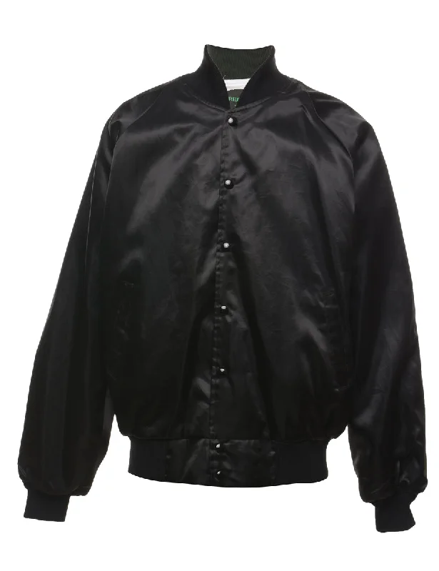 Weekend Special Black & Yellow Embroidered Bomber Jacket - L