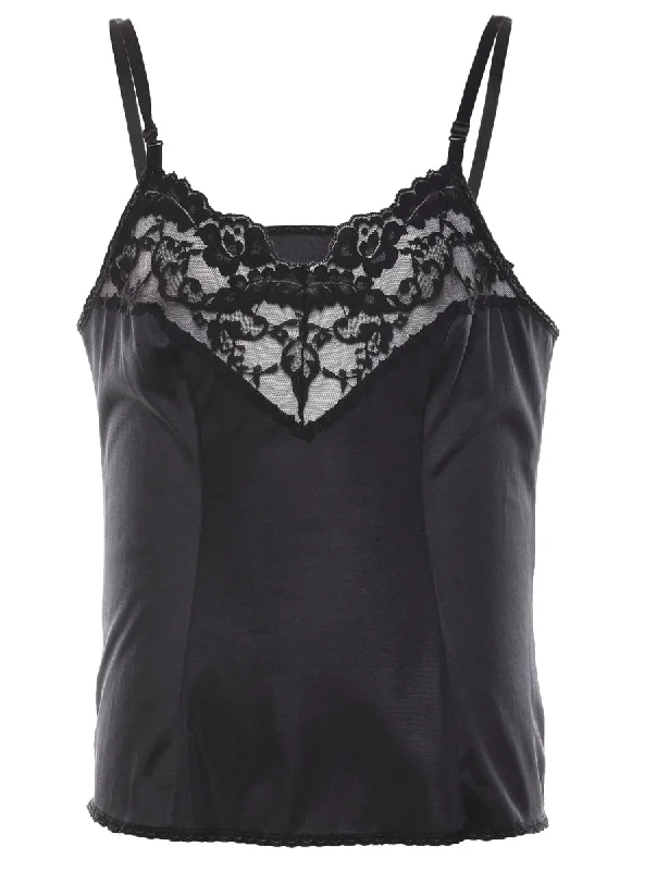 Online Only Black Lace Trim Camisole - M