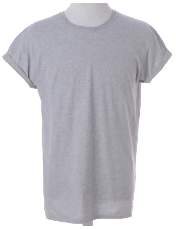 Final Offer Beyond Retro Label Tom Roll Sleeve T-Shirt Grey With A Round Neck