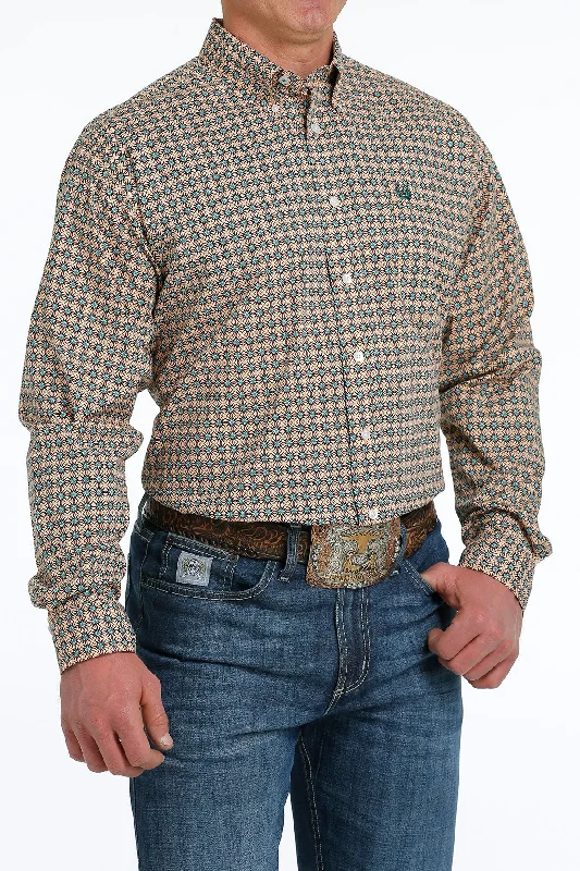 Huge Discounts CINCH MENS ORANGE MULTI PRINT LONG SLEEVE SHIRT