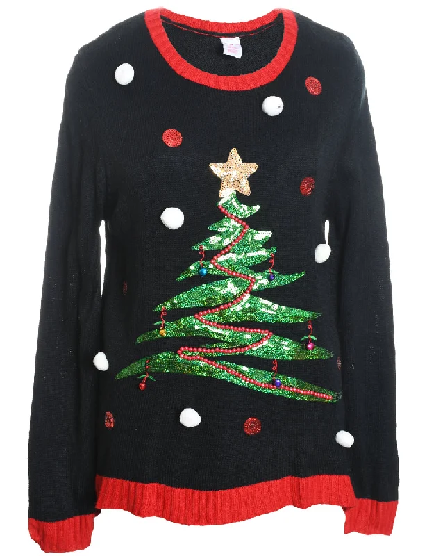 Weekend Offers That Tempt Black Christmas Jumper - L