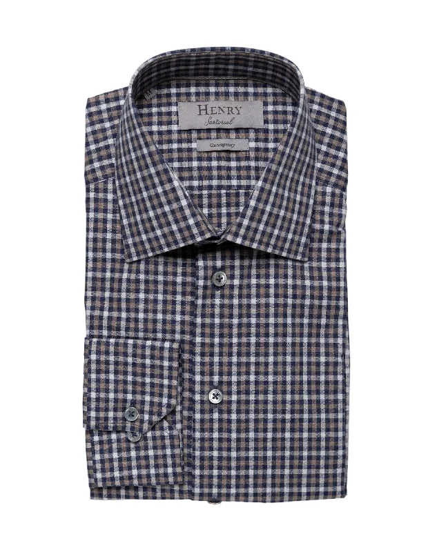 Buy More, Save More HENRY SARTORIAL Casual Check Shirt BLACK MULTI