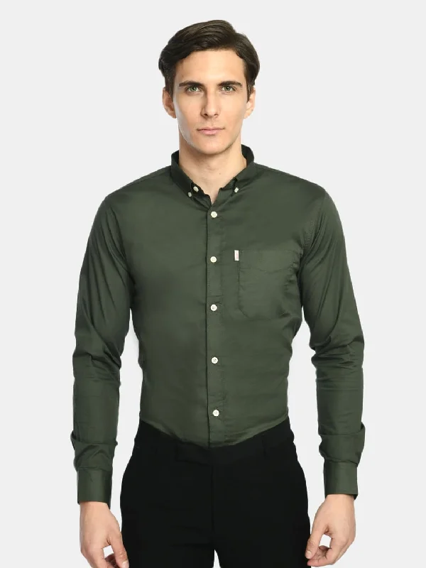 Today's Special Men's Martini Olive Solid Cotton Regular Fit Shirt