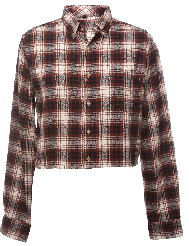 Customer Appreciation Sale Beyond Retro Reworked Cropped Long Sleeve Flannel Shirt - XL
