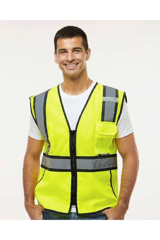 Kishigo Mens Standard Contrast Vest - Lime Green/Black