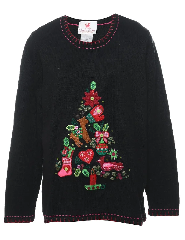 Weekend Bargains to Love Black Christmas Jumper - L