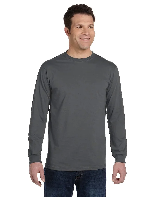 Econscious Mens 100% Organic Cotton Classic Long Sleeve T-Shirt | Charcoal