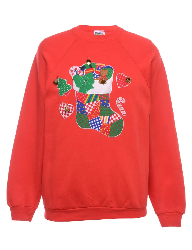 Instant Discount Beyond Retro Reworked Christmas Sweatshirt With Bells - L
