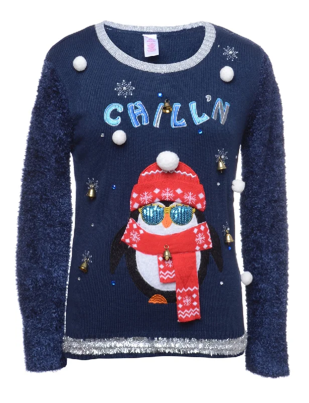 Deal Frenzy Beyond Retro Reworked Christmas Jumper With Bells - M