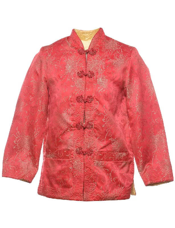 Brocade Design Red Traditional Evening Jacket - L