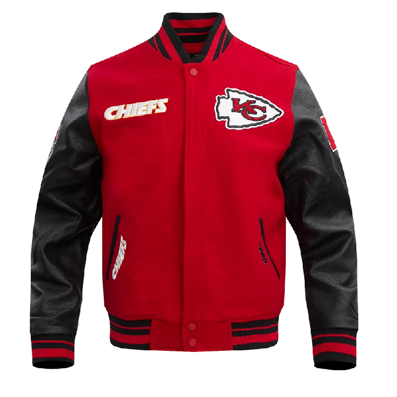 NFL KANSAS CITY CHIEFS RETRO CLASSIC MEN'SS RIB WOOL VARSTIY JACKET (RED/BLACK)