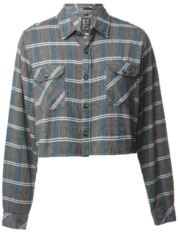 Grand Opening Sale Beyond Retro Reworked Cropped Long Sleeve Flannel Shirt - M