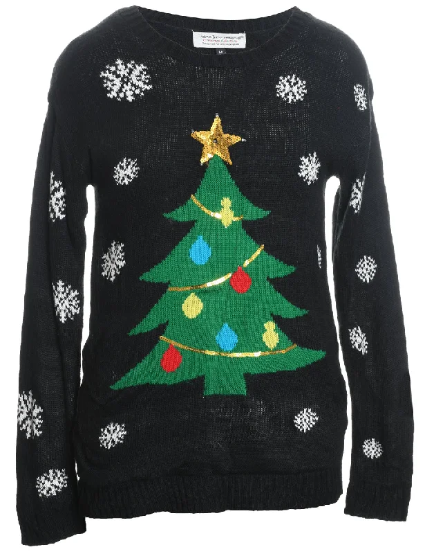 Weekend Bargains to Grab Black Christmas Jumper - M