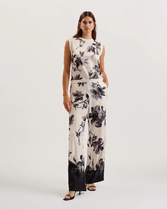Super Savings Awyna Printed High Waisted Wide Leg Trouser Black