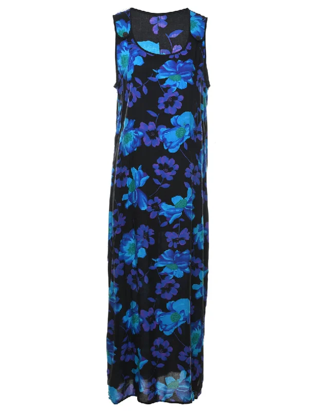 Online Exclusive Black Floral Print Maxi Dress - M