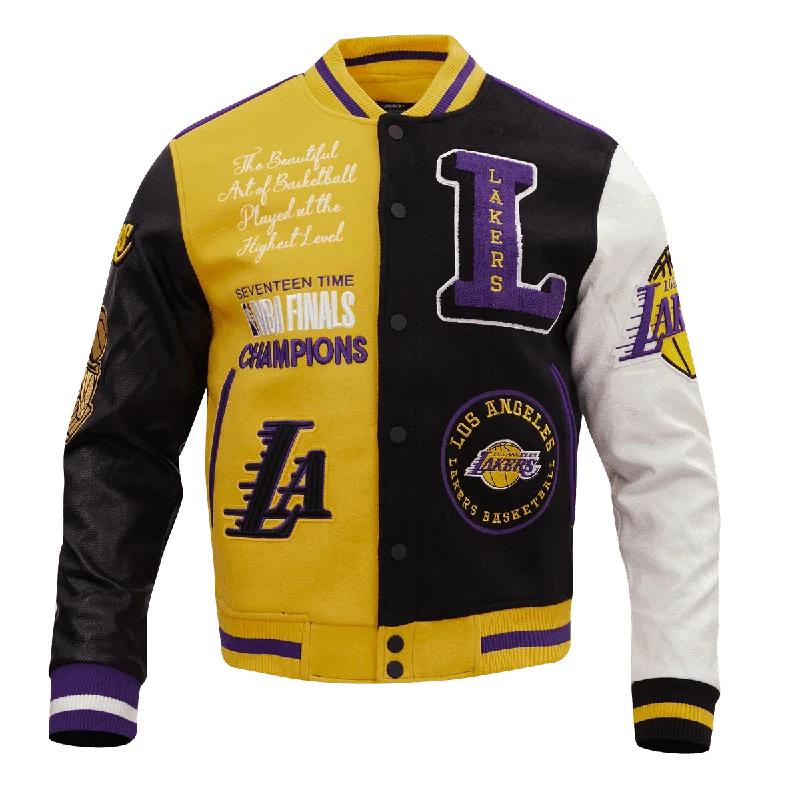 Price Drop NBA LOS ANGELES LAKERS COLOR BLOCK MEN'S VARSITY JACKET (BLACK)