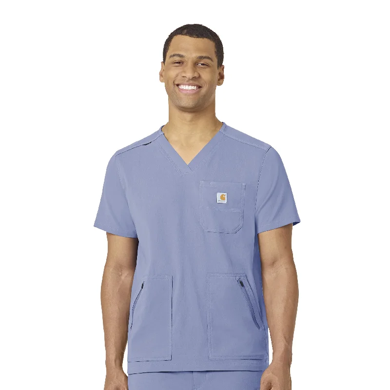 Carhartt Rugged Flex Peak Men's 5-Pocket V-Neck Scrub Top - Ceil Blue