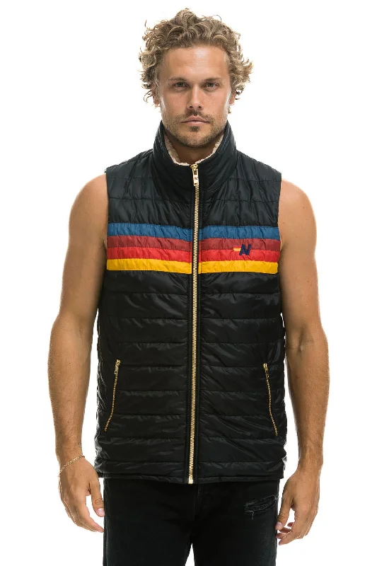 Weekend Deals That Wow MEN'S 4 STRIPE VEST SHERPA - BLACK