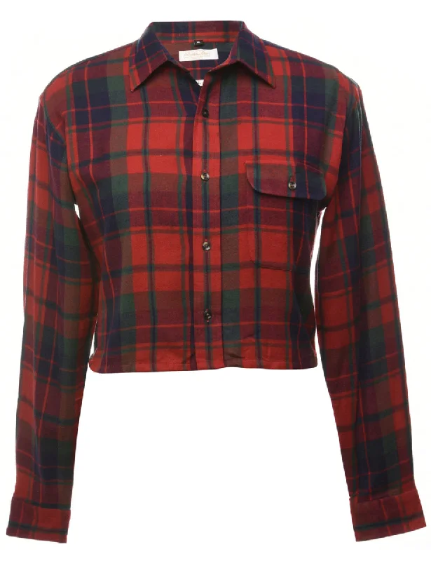 Sneak Peek Sale Beyond Retro Reworked Cropped Long Sleeve Flannel Shirt - XL