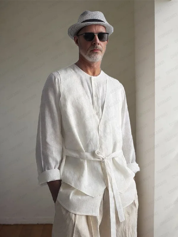 Weekend Discounts to Enjoy Elegant Fake Two Piece Cotton Shirt
