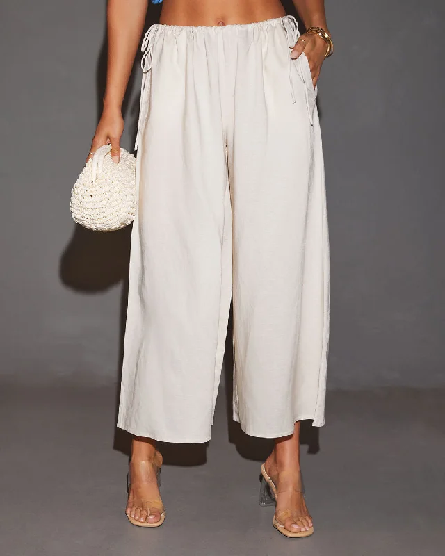 Act Now Nora Linen Side Tie Relaxed Pants