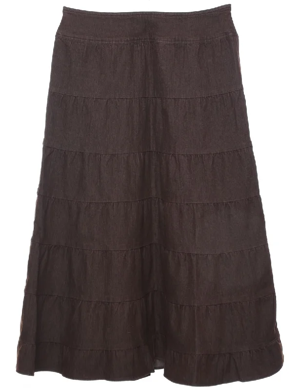 Brown Denim Skirt - M