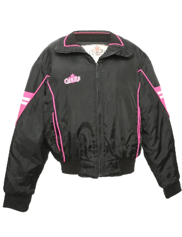 Discount Mania Black & Purple Contrast Ski Jacket - L