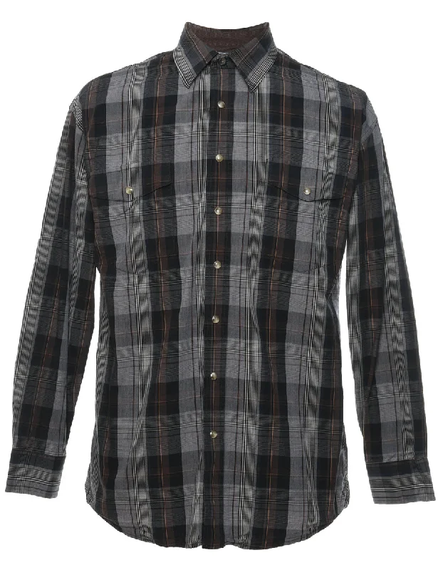 Weekend Savings Sensation Black Checked Western Shirt - M