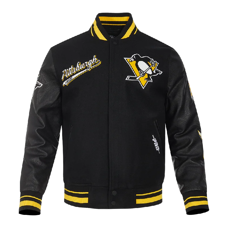 NHL PITTSBURGH PENGUINS SCRIPT TAIL MEN'S RIB WOOL VARSITY (BLACK/YELLOW)