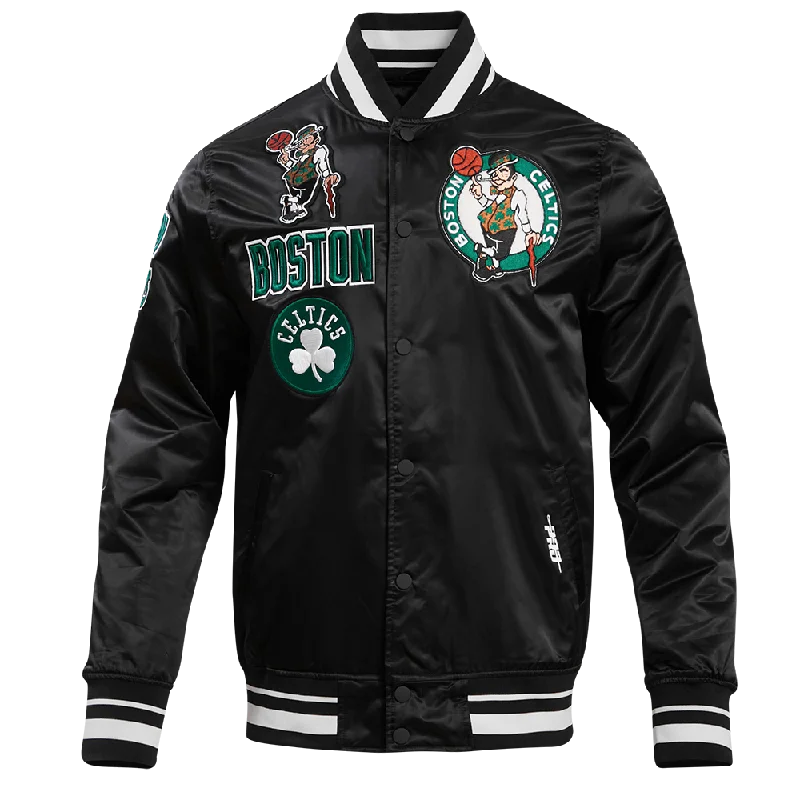 Weekend Specials to Relish NBA BOSTON CELTICS RETRO CLASSIC MEN'S RIB SATIN JACKET (BLACK) Weekend Specials to Relish NBA BOSTON CELTICS RETRO CLASSIC MEN'S RIB SATIN JACKET (BLACK)