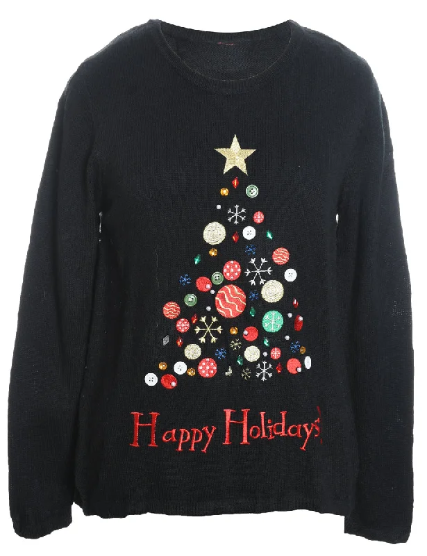 Weekend Offers That Sizzle Black Christmas Jumper - M