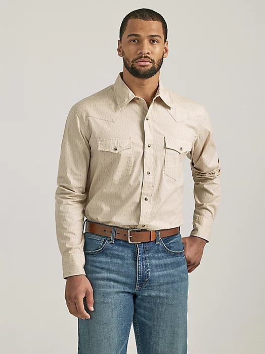 Price Cut WRANGLER 20X COMPETITION SANDY CHAIN LONG SLEEVE SNAP SHIRT